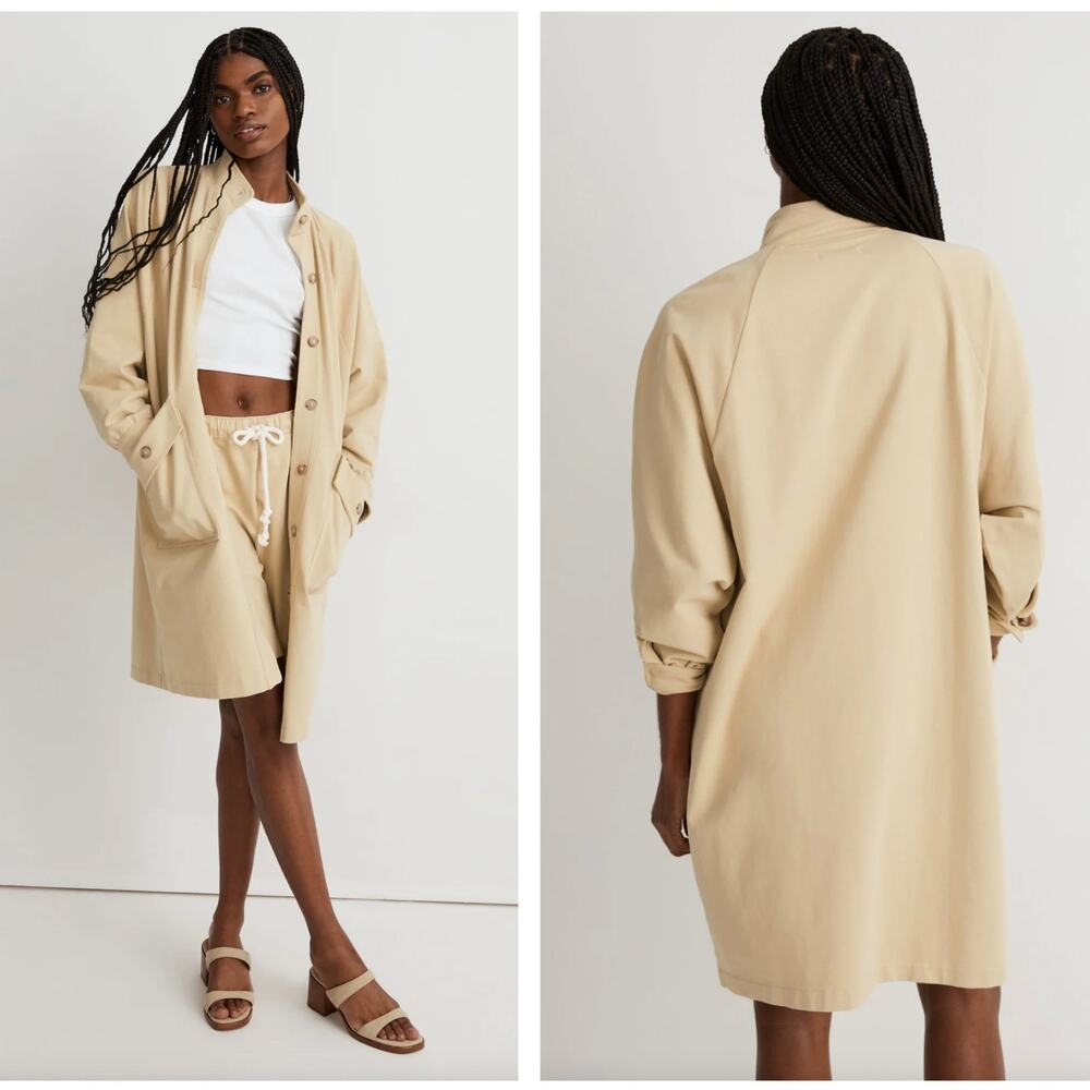 MADEWELL Structured Terry Longline Coat Pale Lichen Yellow Tan Sz M $128 {3P49} - Picture 1 of 6